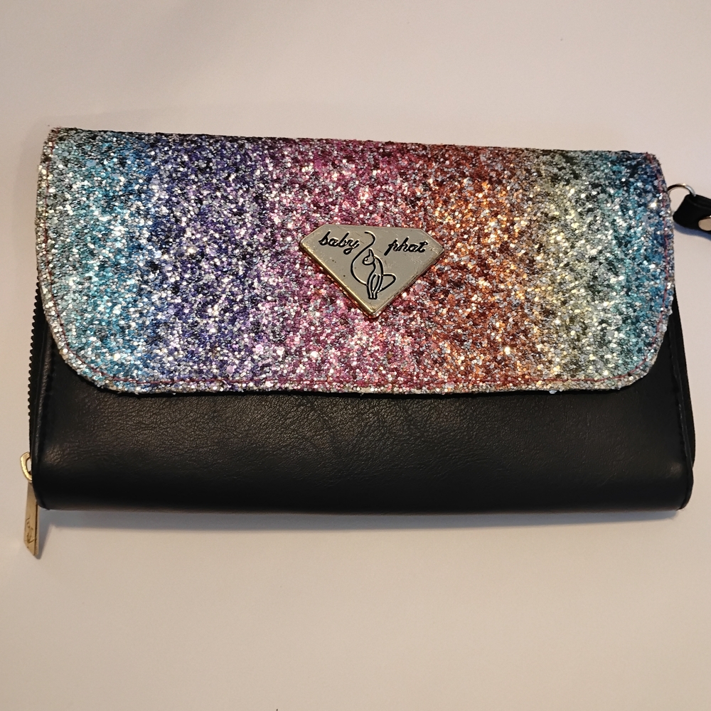 Vintage Y2K Baby Phat Multicolor Glitter Clutch Wallet - Picture 2 of 14